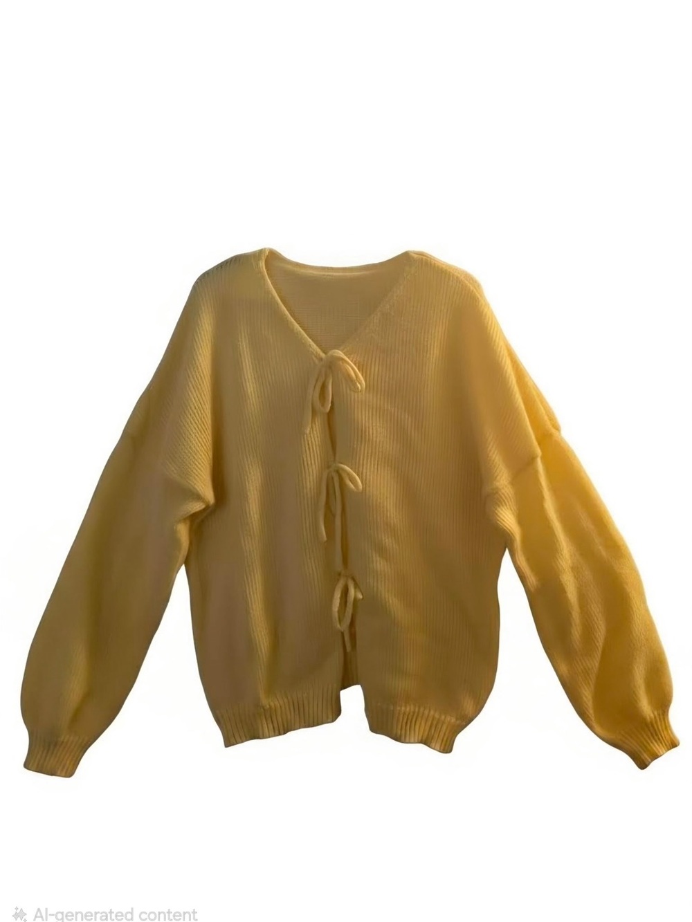 Yellow Tie-Front Knit Sweater Cardigan - Women
